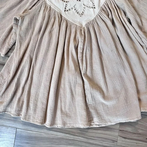 TOAST SUZIE KONDI | Flowy Blouse Gauze Cotton Embroidered Nude Blush | Small - Picture 3 of 5